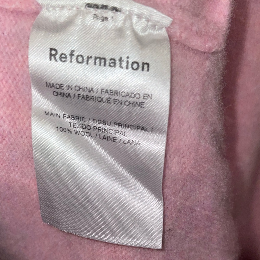 New! Reformation Otto Regenerative Wool Polo Sweater Soft Pink Sweater 🌸 XL - Picture 15 of 15